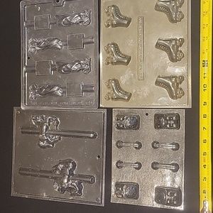 Easter 4 Plastic Candy Molds Ballet, Rollerskate, Phone, Horse on Pretzel Rod